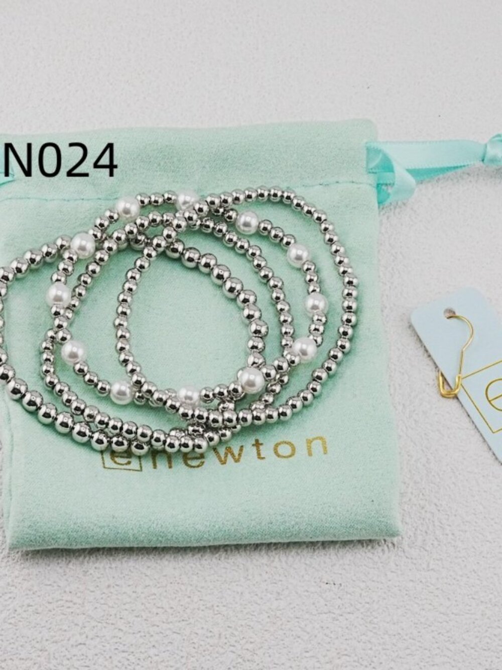 Enewton Platinum Bead & Pearl Bracelet Set